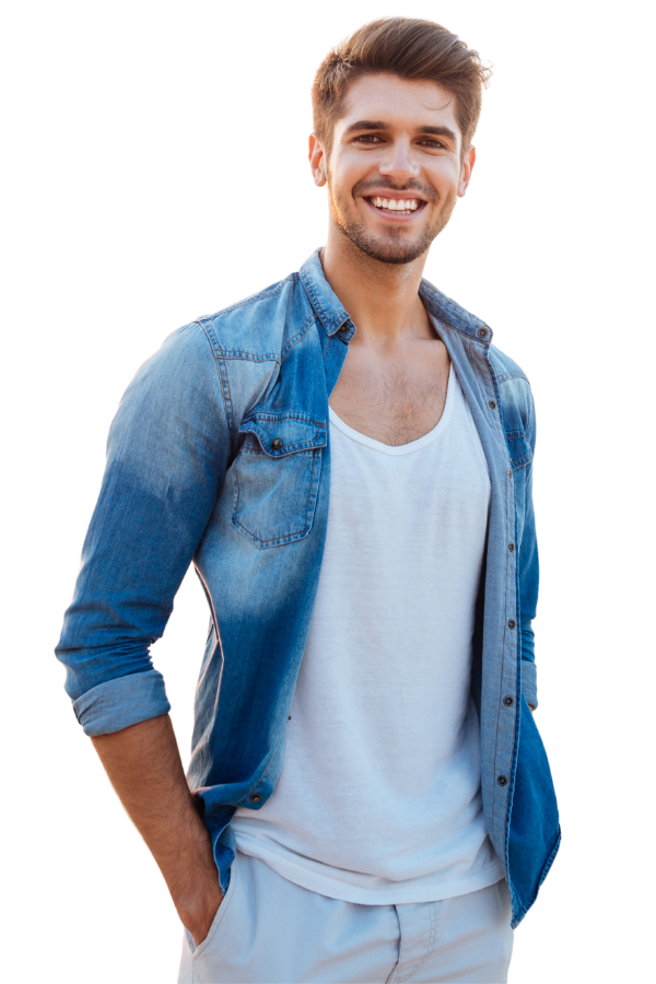A smiling man with his arms crossed.
